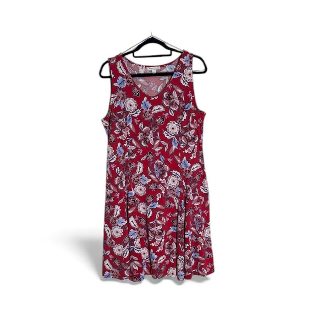 STUDIO WORKS Floral Tank Top style red and blue paisley pattern Dress